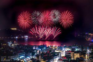 여수밤바다 불꽃축제 풍경 사진